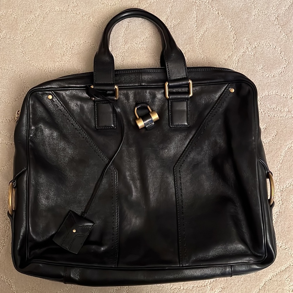 YSL muse leather briefcase bag black. Like new. Vintage